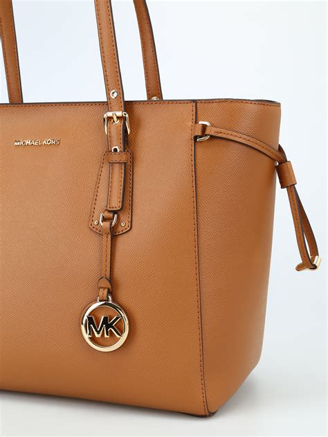 michael kors voyager logo bag leather top-handle tote|Michael Kors saffiano tote bag.